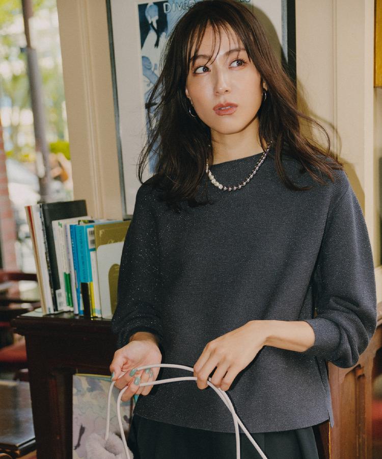 ラメガーターボートネックニット【洗濯機OK】