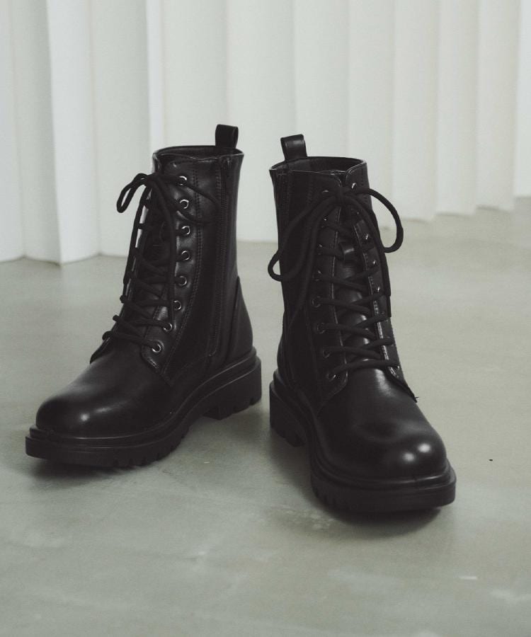 【生活防水】厚底タンクソールレースアップブーツ
