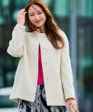 【日本製／モヘヤ混／ヒップ丈】ノーカラーコート