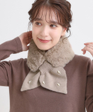 ファー×パール風付きニットティペット