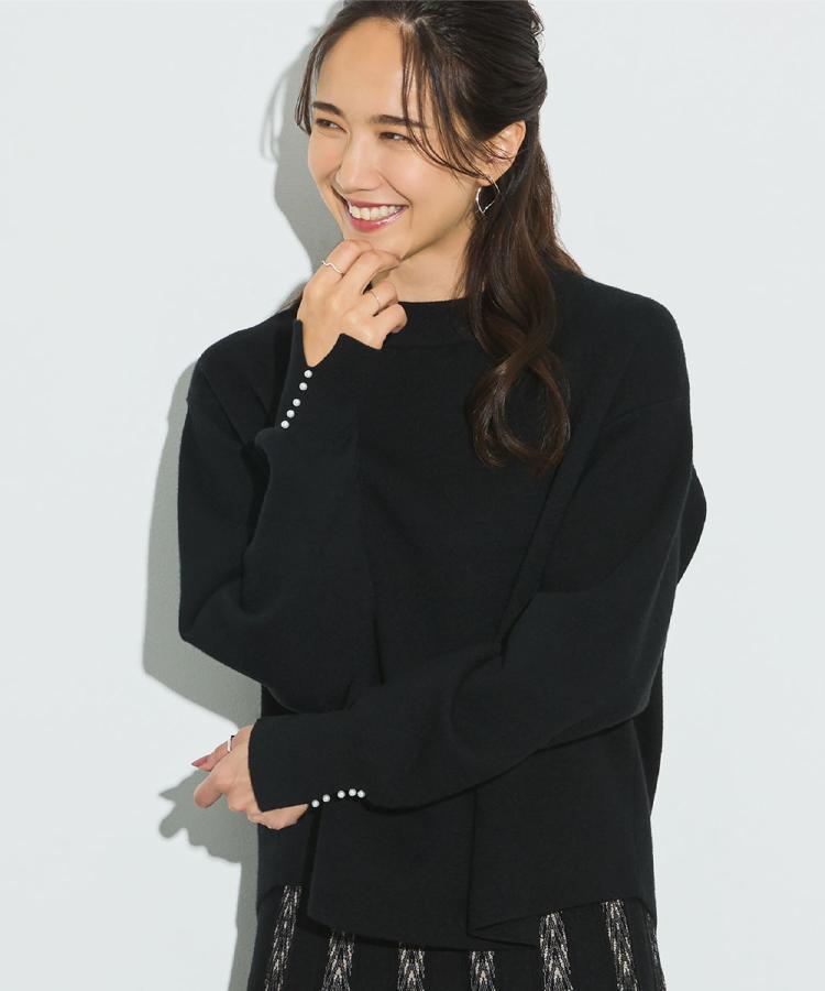 【セットアップ可/S-LL】インせず着られる 洗えるもちもち裾ラウンドニット