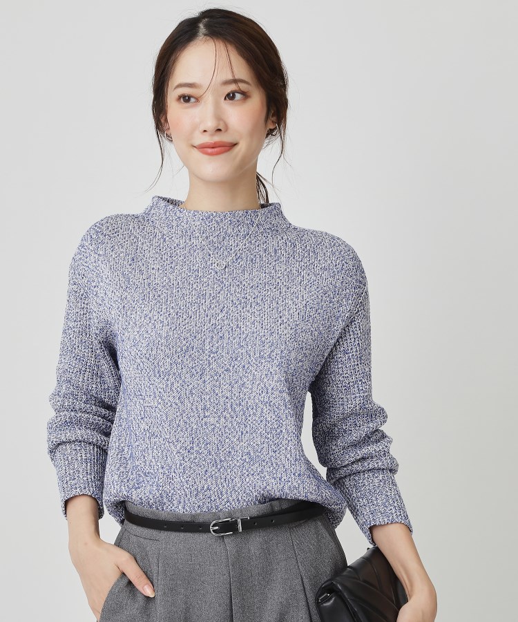 【手洗い可／日本製／短め丈】編地変化のニットトップス