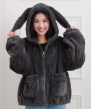 耳付きフェイクファーブルゾン