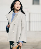 【エレガント／ミディアウター】ミックスヘリンボンコート