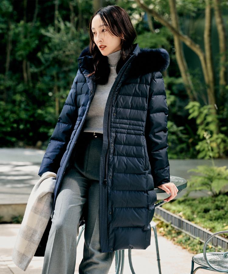 【はっ水機能/フード取り外し可/防寒】ロングダウンコート