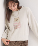 "【S-LL】アニマルプリントが目を惹く 柔らかモールニット"