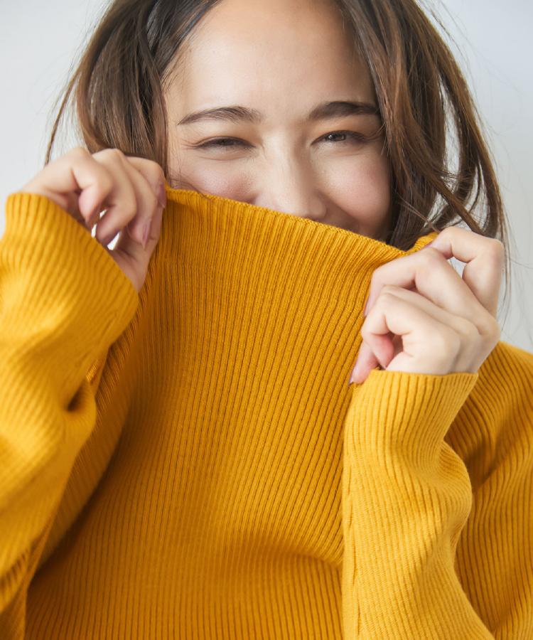 【絶妙なゆるピタ/洗濯機可】ちくちくしにくい リブハイネックやわらかニット【CIRCRIC】