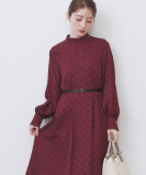 ドットデザインタックワンピース【洗濯機OK/イージーアイロン】