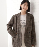 【洗えるアウター】ヘリンボーン＆チェック柄ジャケット