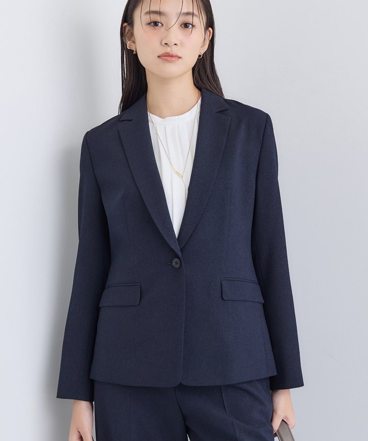 【洗える／通勤／スーツ】メランジストレッチ テーラージャケット