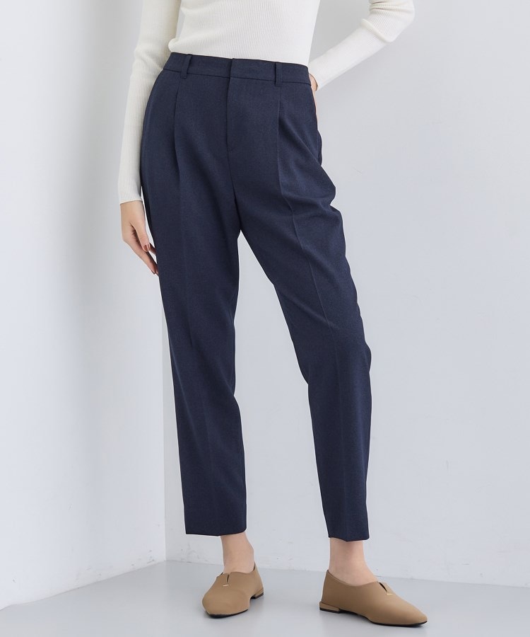 【洗える／通勤／スーツ】メランジストレッチ テーパードパンツ