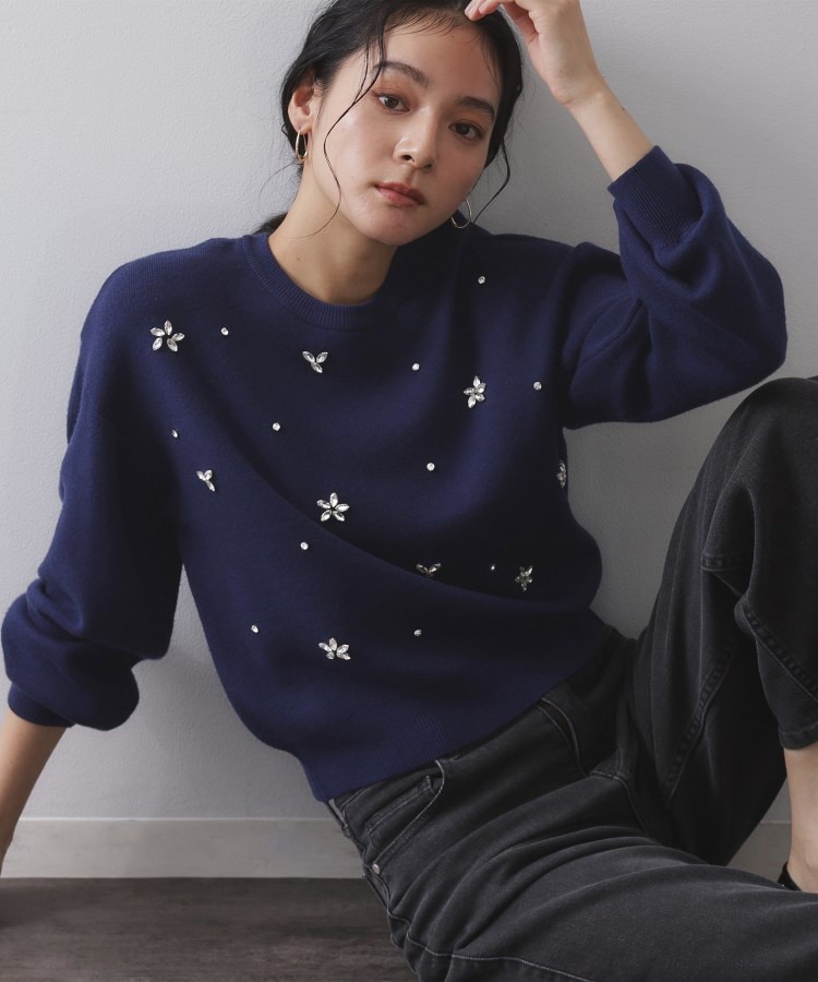 ビジューニットトップス【洗える】