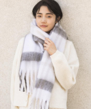 ボリュームフリンジチェックマフラー