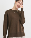 "【洗濯機可/毛玉レス】アウトスタイルもきれいに決まる サイドスリットニット"