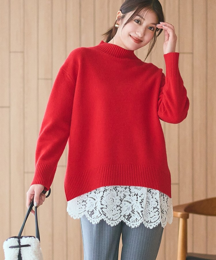 【冬ニット人気NO．1！／カシミヤ混】ミドルゲージハイネックニット