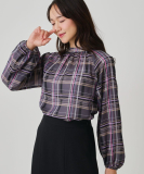 【手洗い可／日本製】チェック柄ブラウス