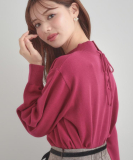 【後ろ姿も着映える・通勤】バックレースアップ微起毛ニット