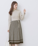 千鳥チェックバイカラーニットワンピース【洗濯機OK/抗ピル】