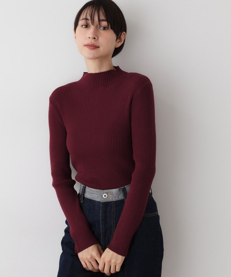 【洗える】リブタートルネックニット