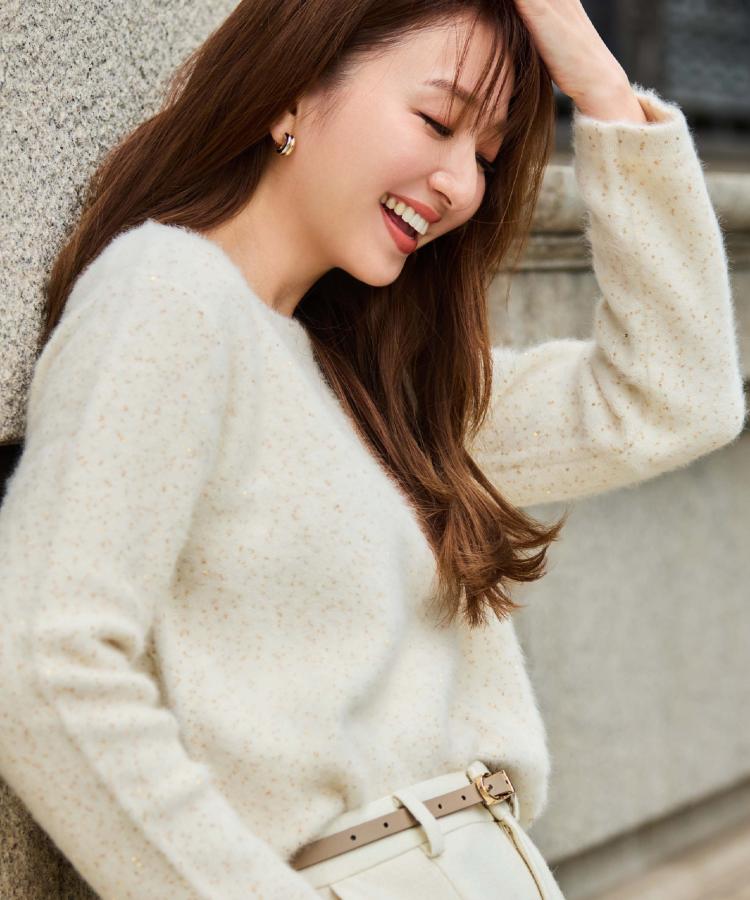 【フォックス混／軽い着心地】ショート丈ニットトップス