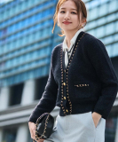【手洗い可／セットアップ可】チェーンブレード付カーディガン
