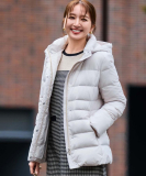 【フランス産ホワイトダックダウン／FP800保温性◎／抗菌防臭／手洗い可】ミドル丈ダウンコート