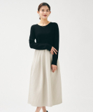 "【大人フェミニン/トレンド】ニット×ジャカード ドッキングワンピース"