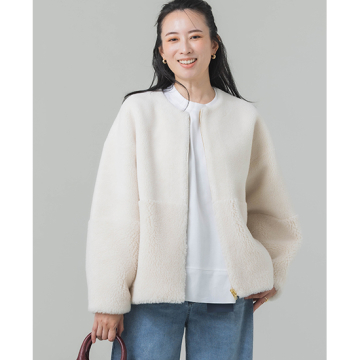 [MICA&DEAL]リバーシブルノーカラーボアコート