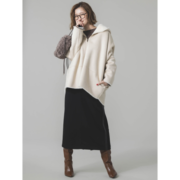 "[Dignite collier]【リバーシブル】フェイクムートンフードコート"