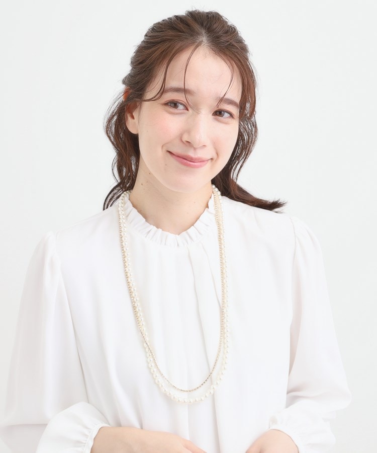 【セレモニー】2連ダイヤレーン＆フェイクパールネックレス