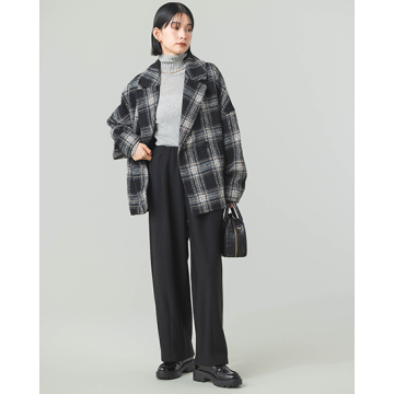 [Limue]チェックピーコート