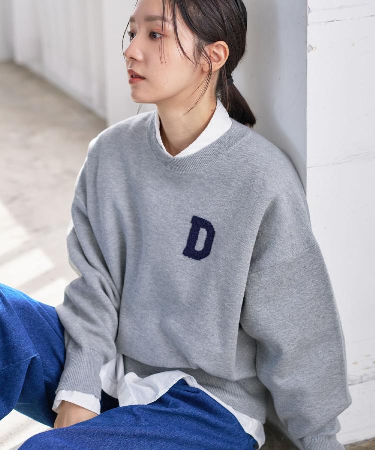 【洗える】Dサガラ刺繍ワッペン付きニット