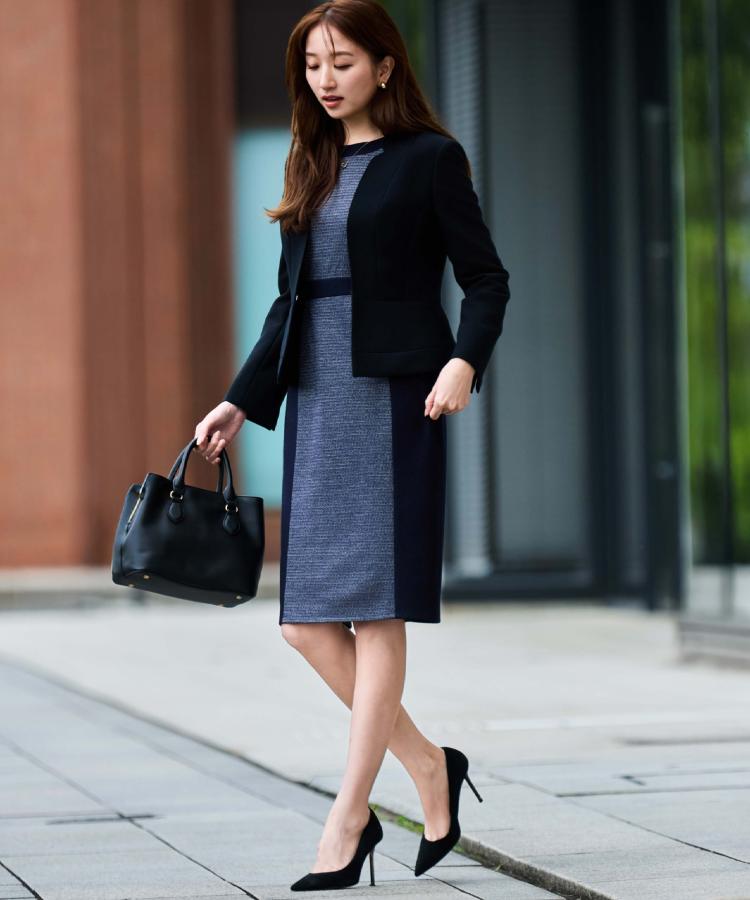 【日本製／ラメ混】ジャージ素材タイトシルエットワンピース