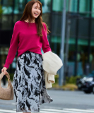 【手洗い可／日本製】フロッキープリントのスカート