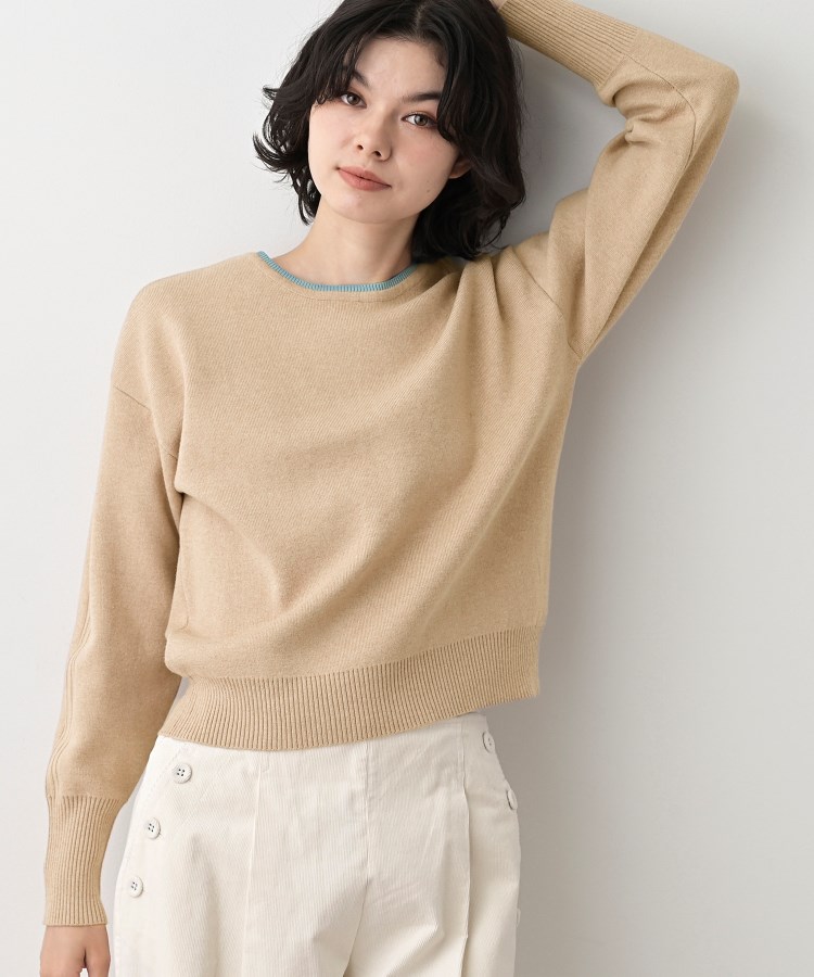 【洗える】カシミヤブレンドスウェットライクニット