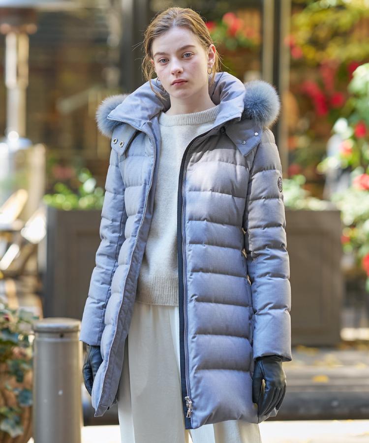 【CLASSY.12月号掲載/フード＆ファー取り外し可】ブルーFOXファー ホワイトグースダウン