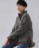 ハーフジップミドルゲージニット【洗濯機OK】