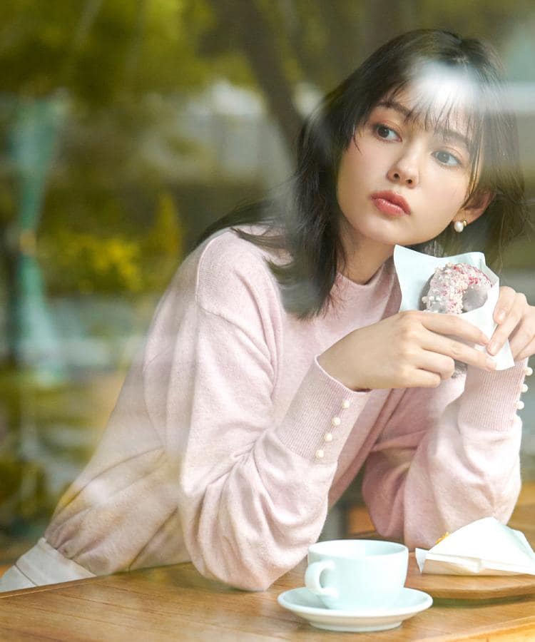 ふんわりボトルネックパフスリーブニット【洗濯機OK】《6col》