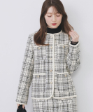 チェックツイードジャケットコート/セットアップ対応【洗える】