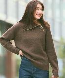 サイドジップカラーニットプルオーバー