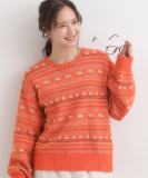 "【旭山動物園応援商品】ノルディック柄 モールニット"