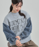 "袖デニム切替 ブークレロゴニット"