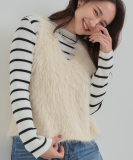 "【S-LL/2点セット】着るだけでコーデが決まる フェザーベスト×リブニット"