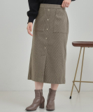 "【S-LL/あったか】すらりときれい見え ベイカー風ナロースカート"