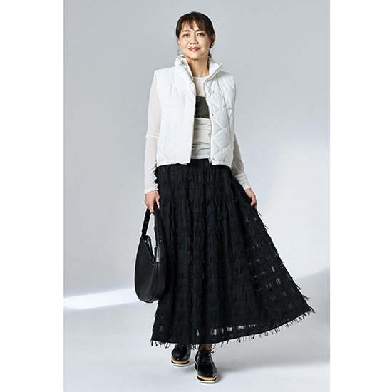 [uncrave]フリンジレース ティアードスカート