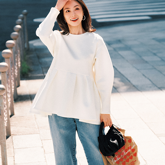 [ALEA]ペプラムギャザーカットソー