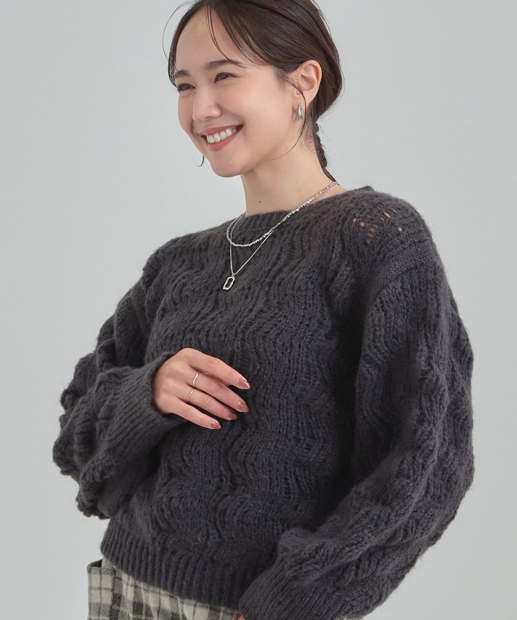 【S-LL】ふんわり大人の 透かし編みニットトップス