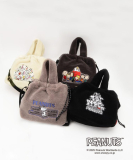 【PEANUTS】ボア巾着トート