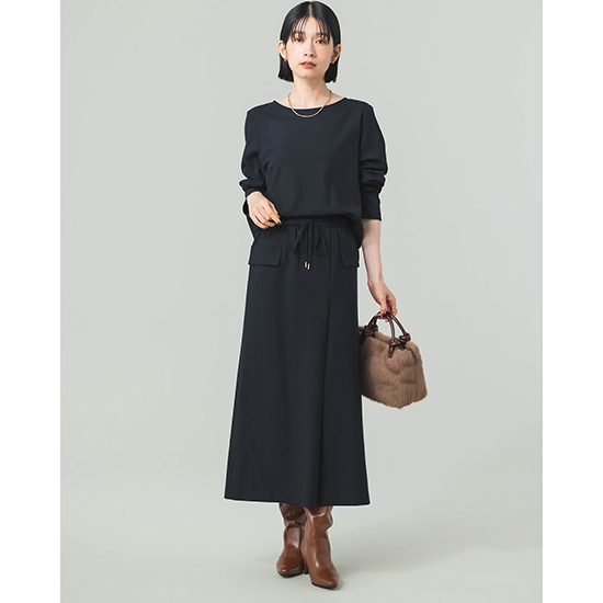 [DONEEYU]【洗える・暖か】カシミヤタッチ両面起毛タイトスカート