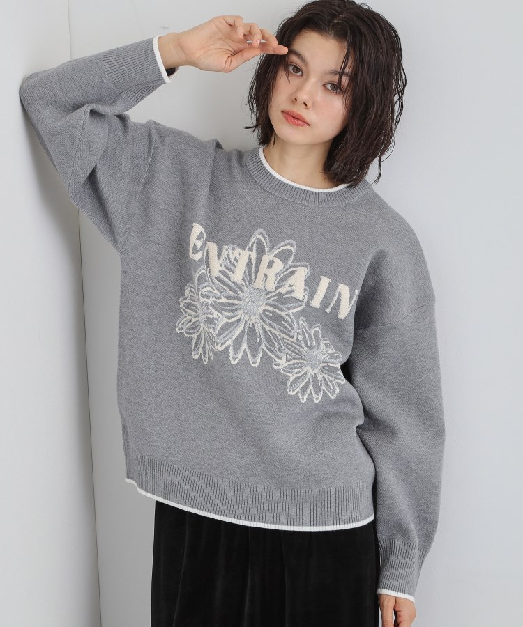 花柄ラメジャカードニット